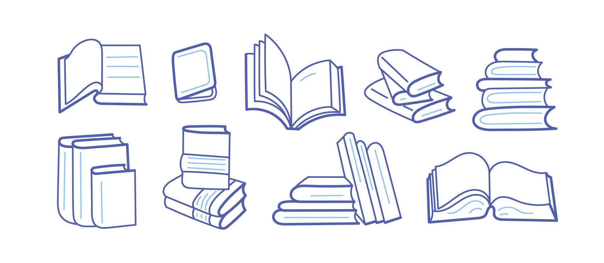 Open and closed book line sketch. Art line symbol vector
