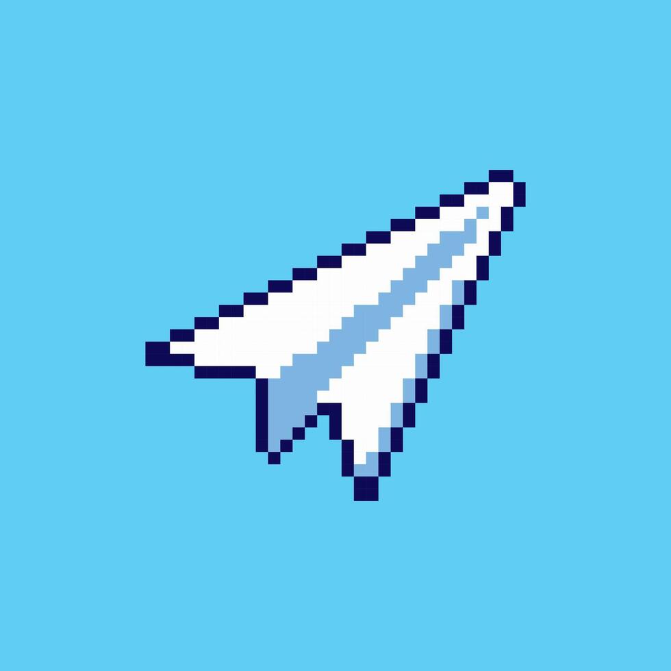 Pixel art paper plane game asset design vector