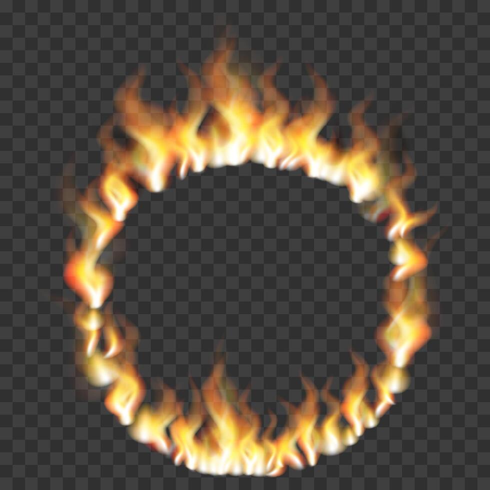 Round frame made of fire. Realistic fire. Flame fire illustration. vector