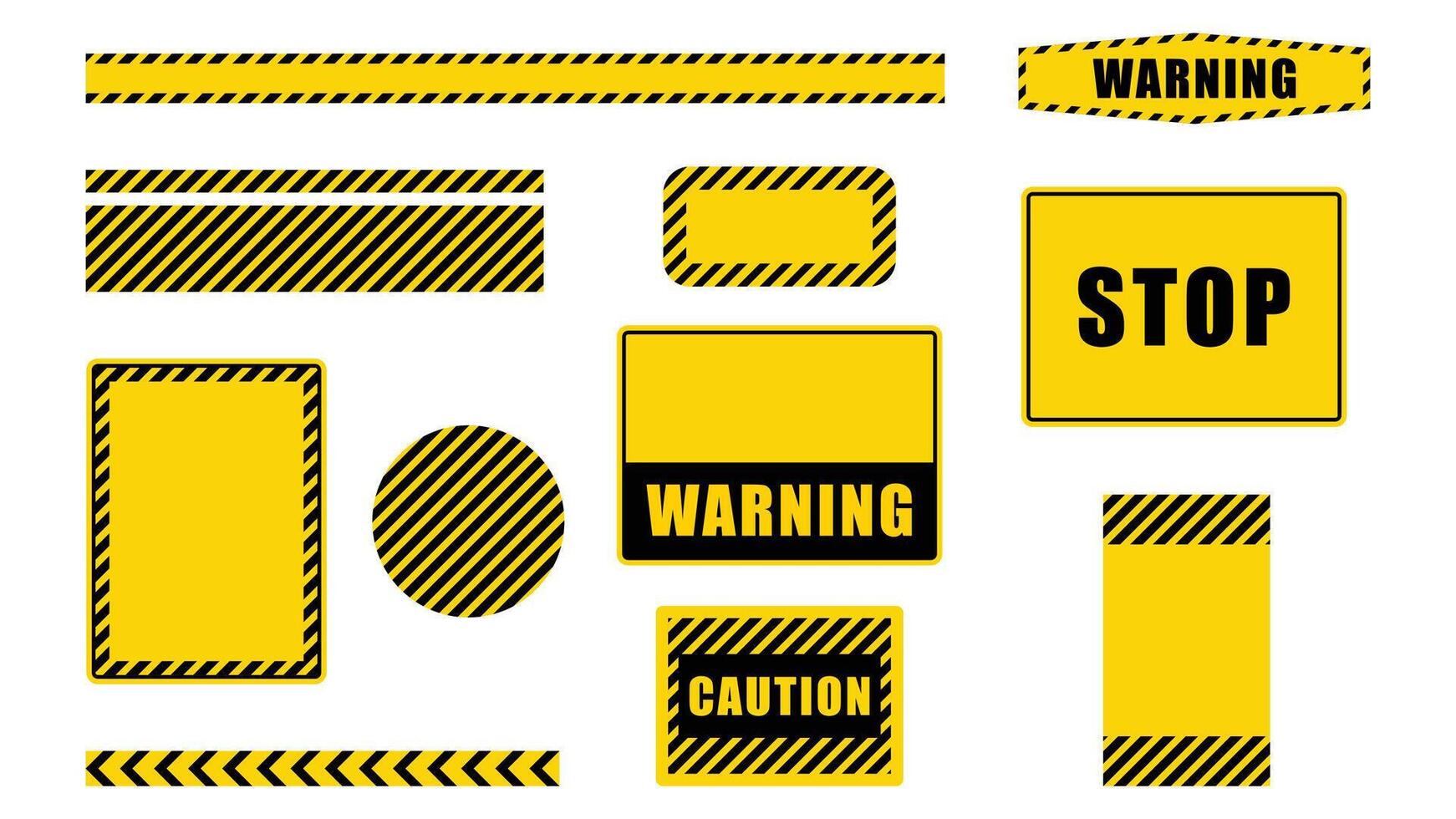 Caution signs and tapes with stripes vector