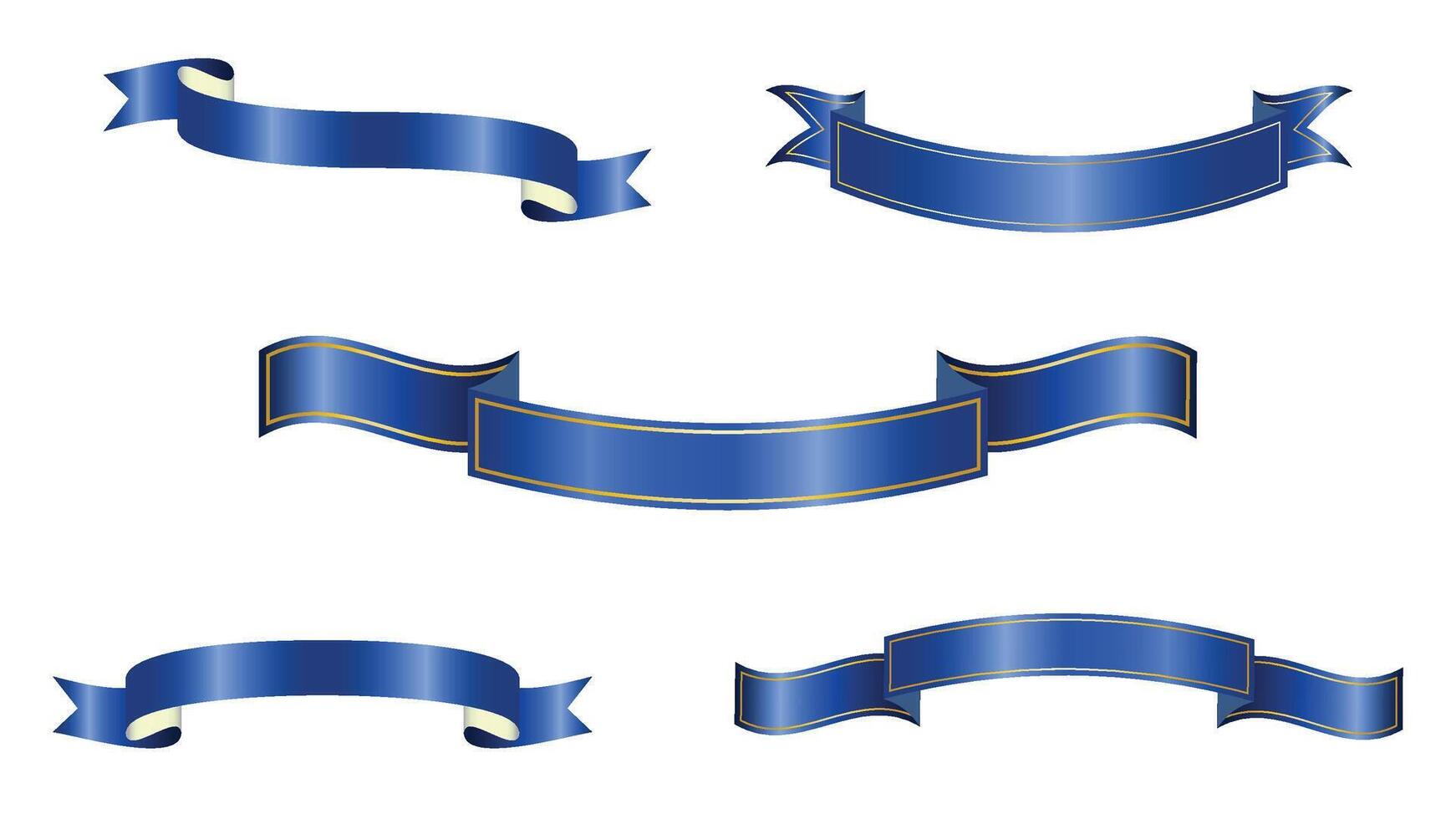 Set of blue ribbons vector