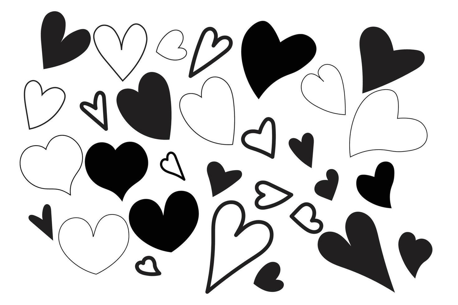 Hand drawn hearts vector