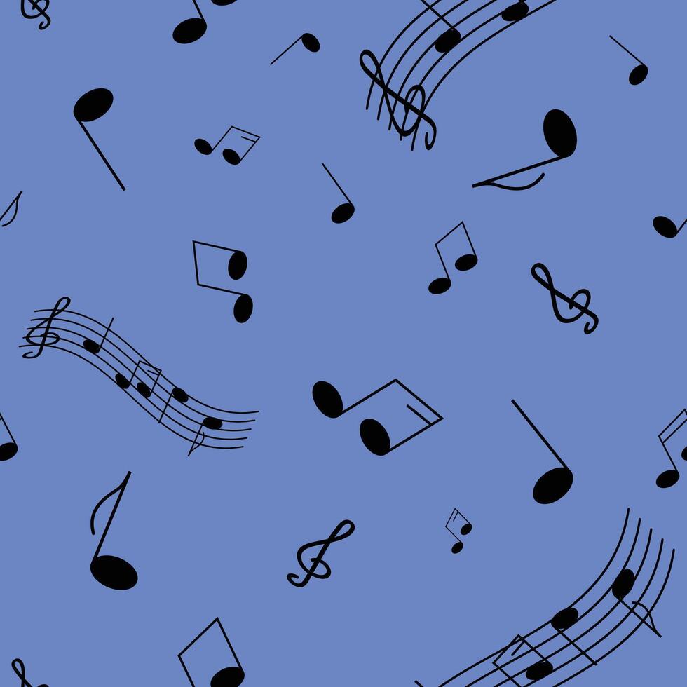Seamless musical pattern. Repeating pattern with notes. Music themed printable pattern vector