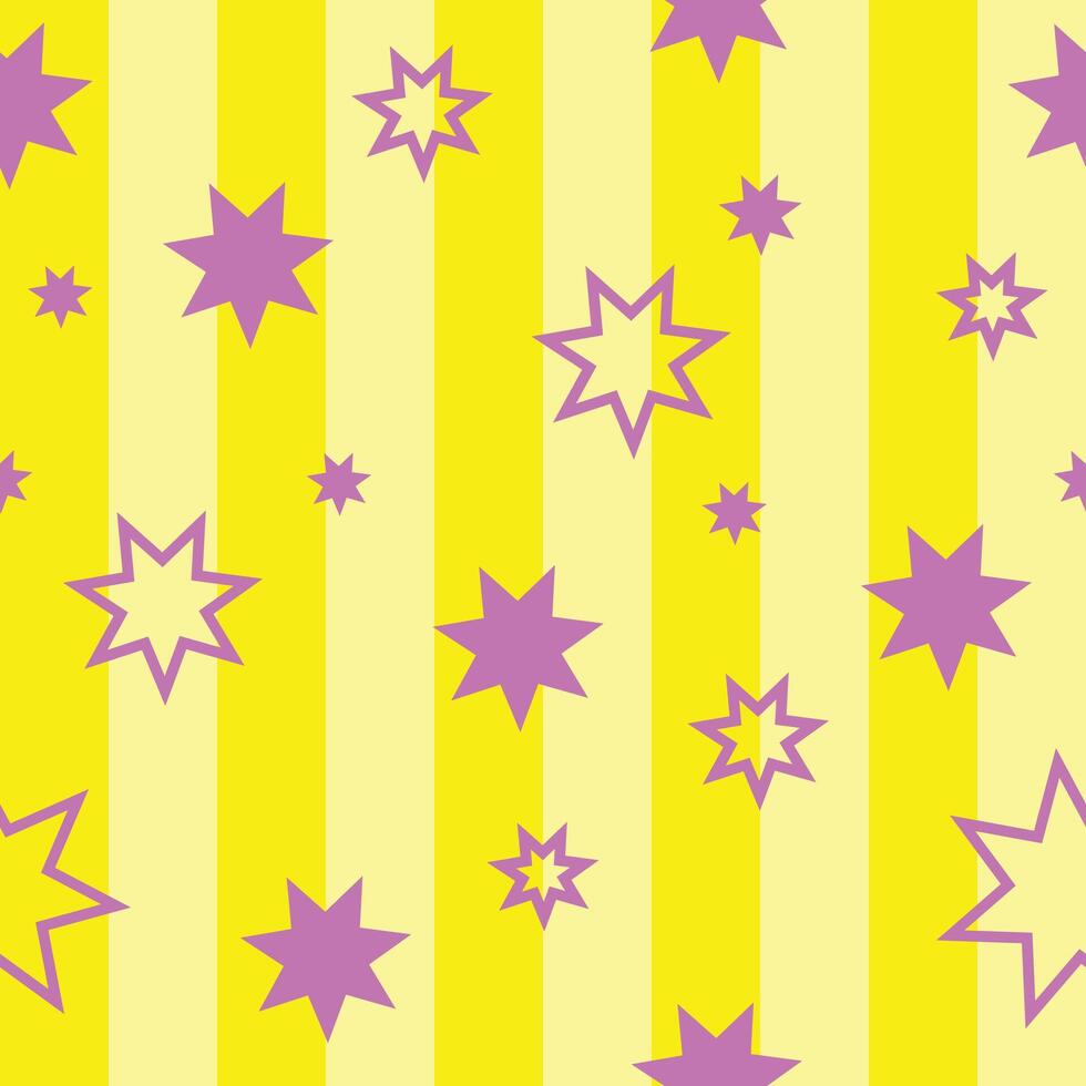 Seamless pattern with pink stars on a yellow background. Star pattern for the print vector
