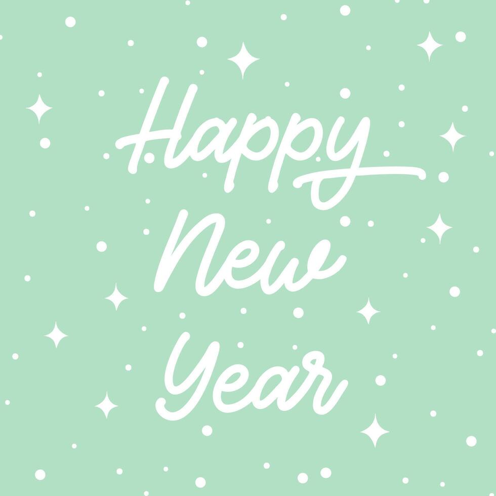 Cute Happy New Year background with snow and stars vector