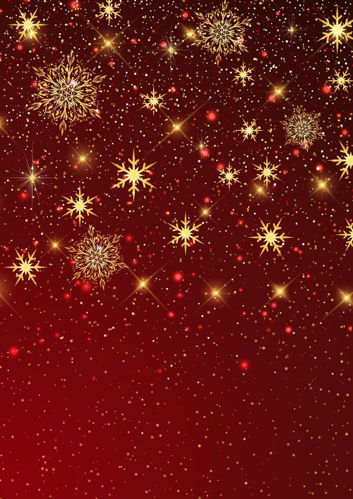 Elegant red and gold christmas snowflake background vector