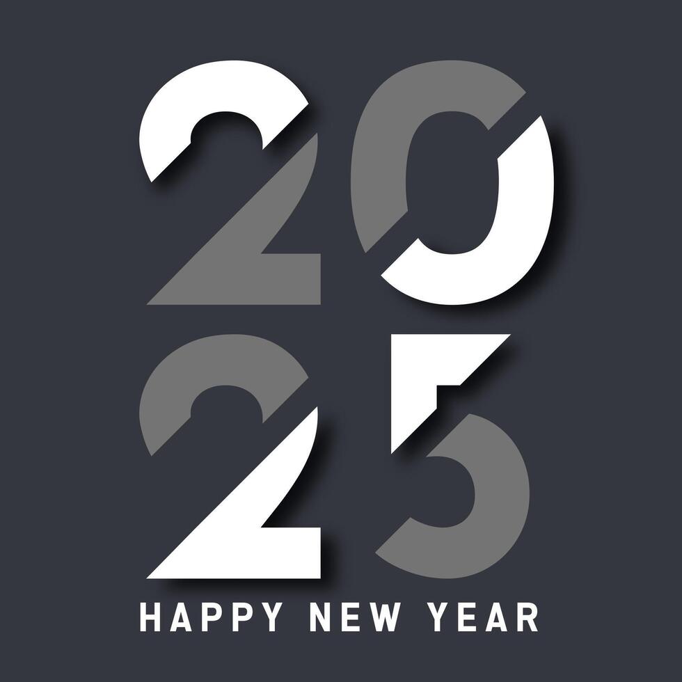 Modern Happy New Year background with minimal typography design vector