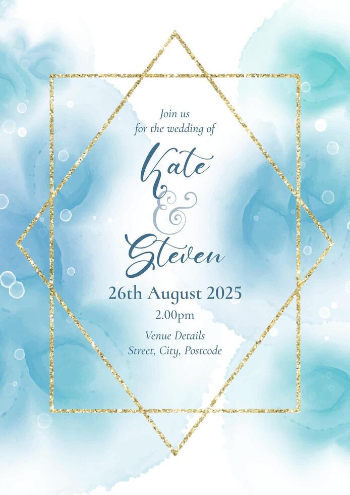 Decorative wedding invitation background with a hand painted alcohol ink design vector