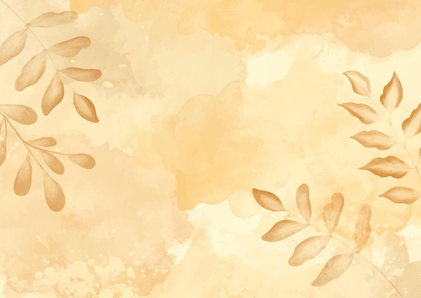 Hand painted autumn themed watercolour background with leaves design vector