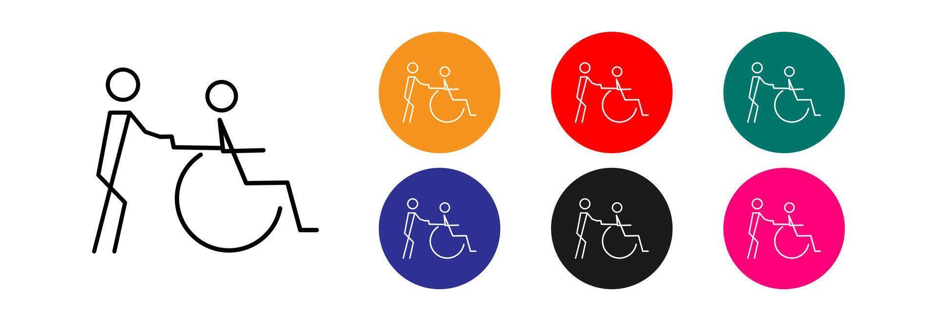 An icon of a wheelchair and a person. vector