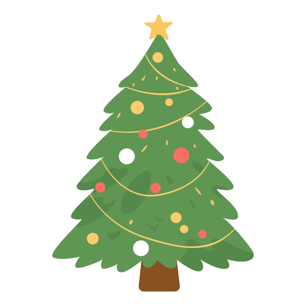 Decorated Christmas Tree with Star Topper vector