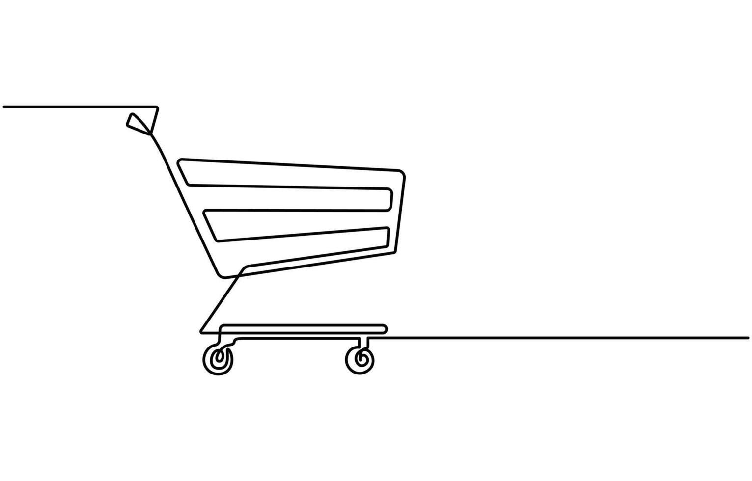 continuous one art line drawing Shopping cart vector