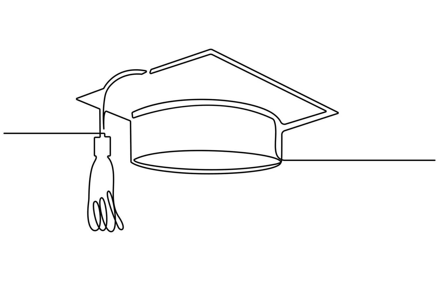 Graduation hat cap one continuous line,1 vector