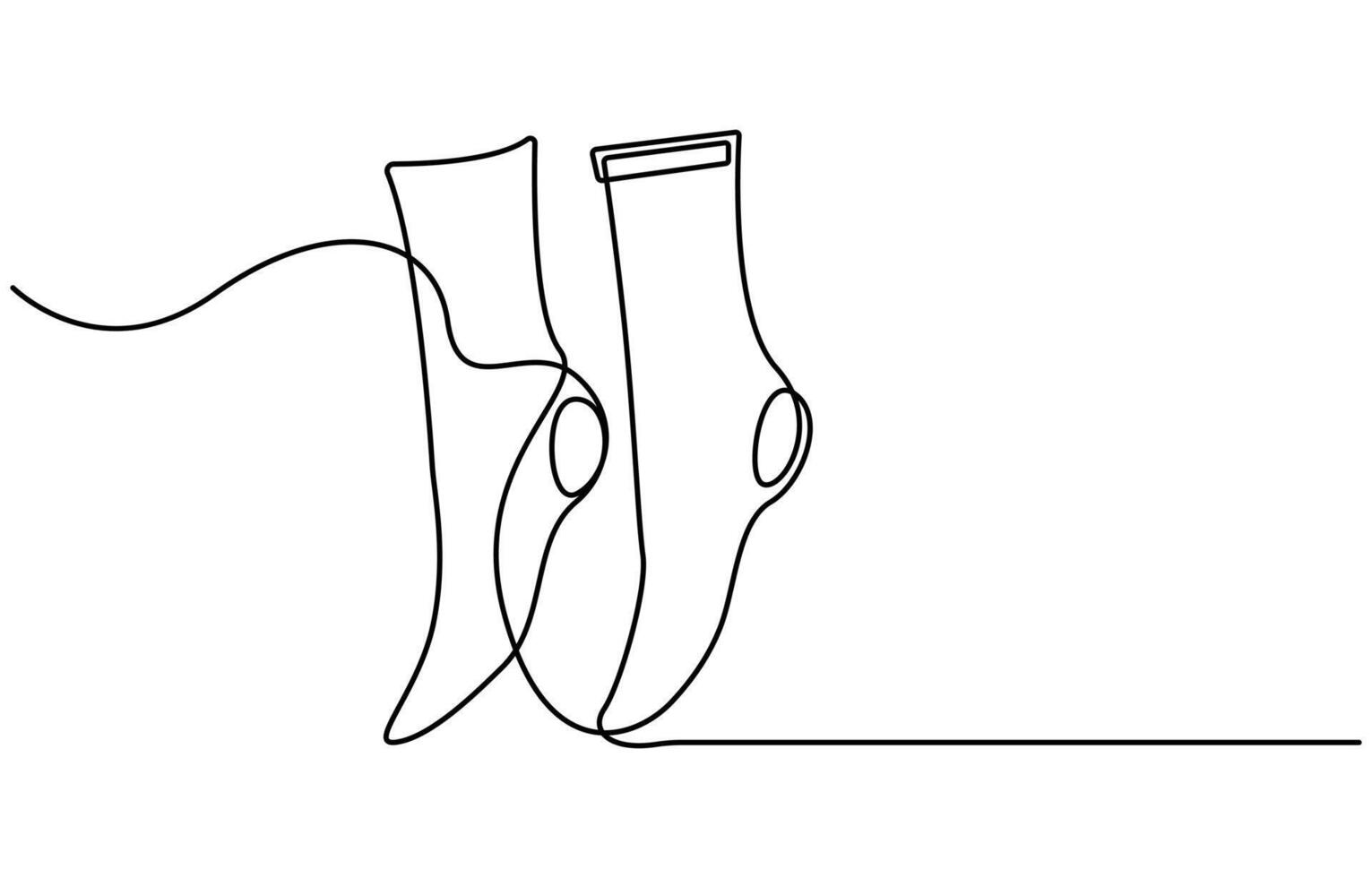 One line drawing, minimalism sock art vector