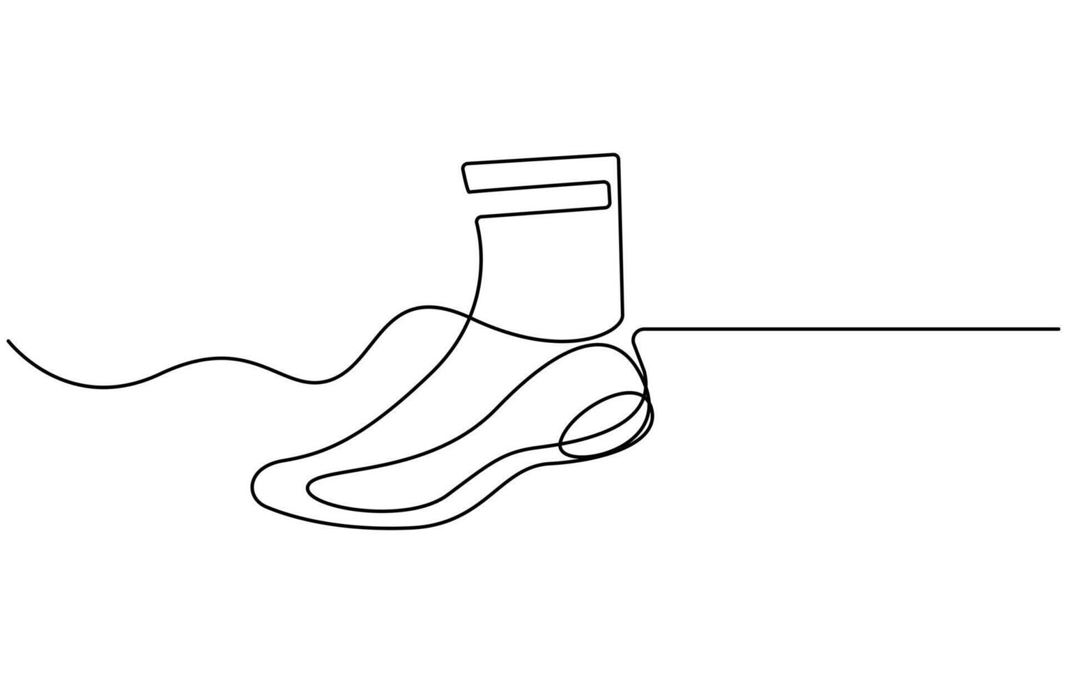 Socks black icon, Christmas sock one line drawing on white background vector
