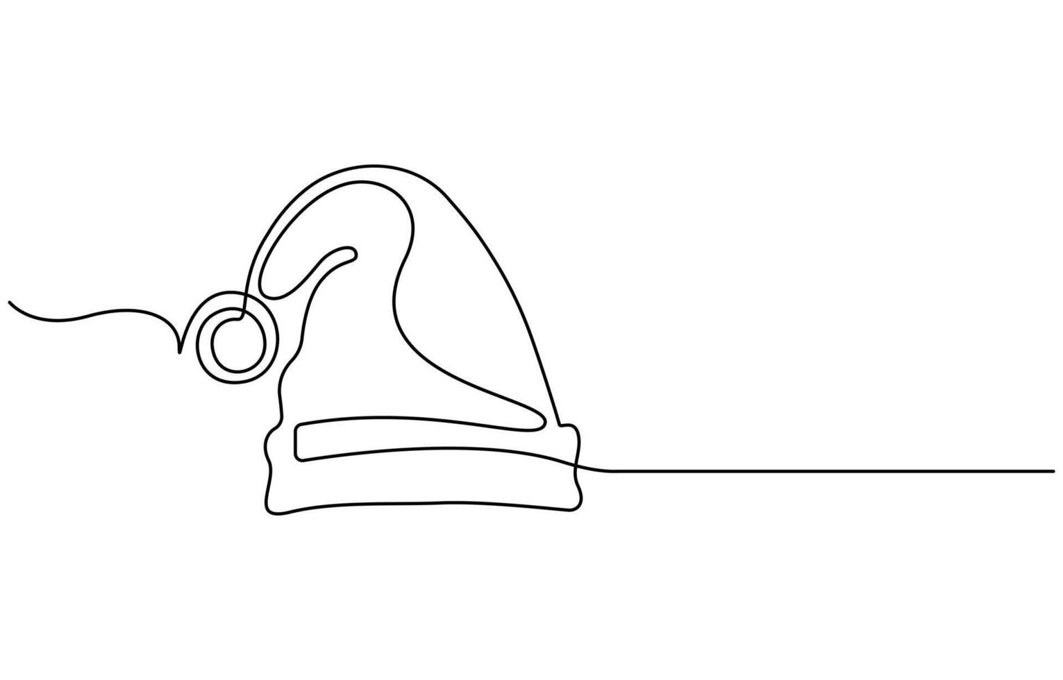 Santa Claus hat continuous one line drawing vector
