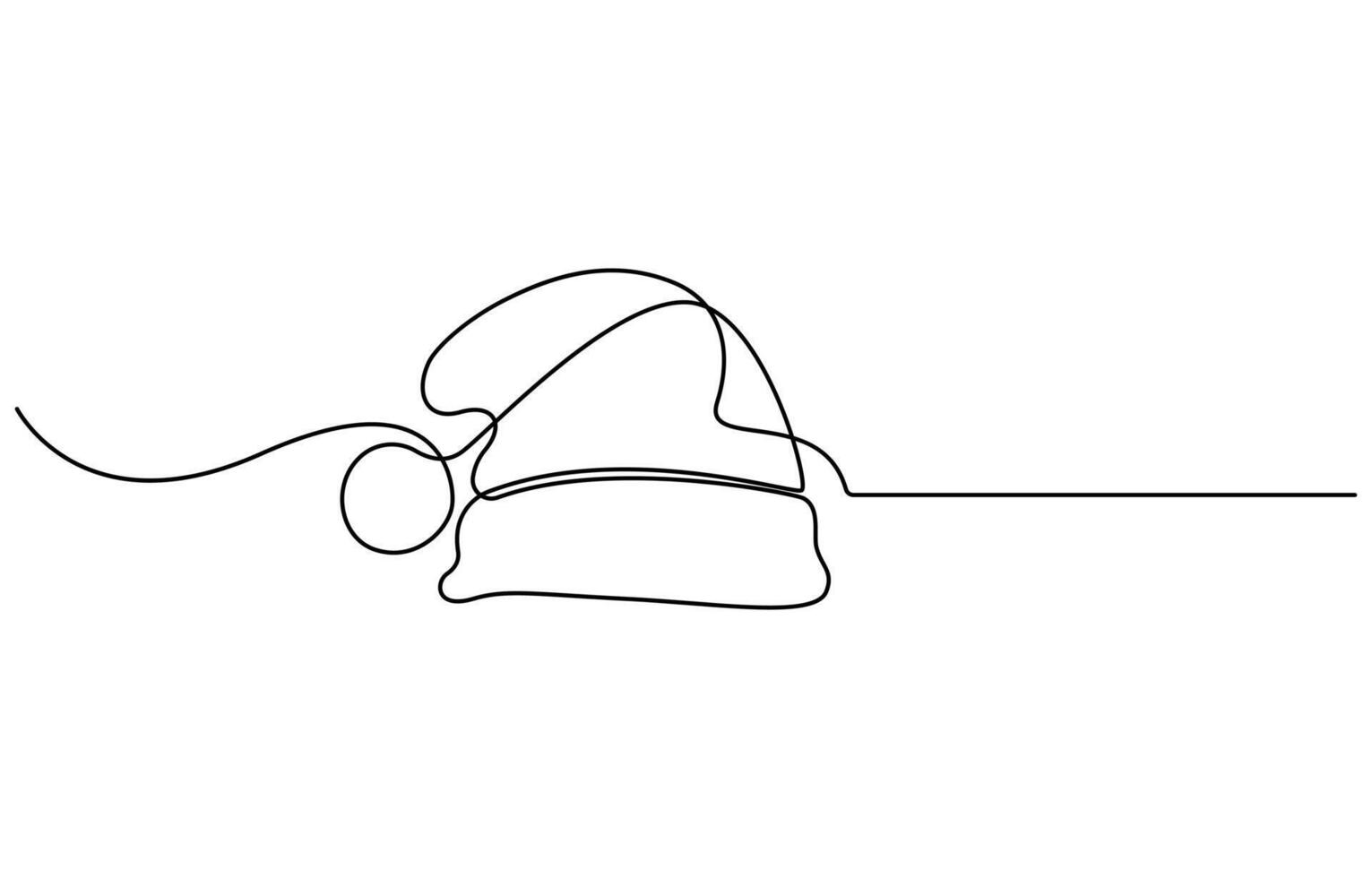 Santa hat one continuous line drawing vector