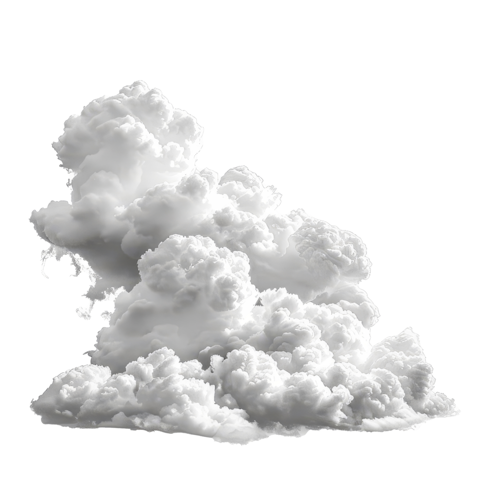 Billowing white clouds forming a soft, textured landscape against a bright, empty background in a serene atmosphere png
