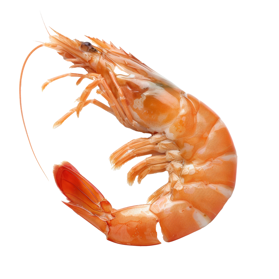 Freshly cooked shrimp ready for culinary delights on a clean transparent background showcasing its vibrant colors png