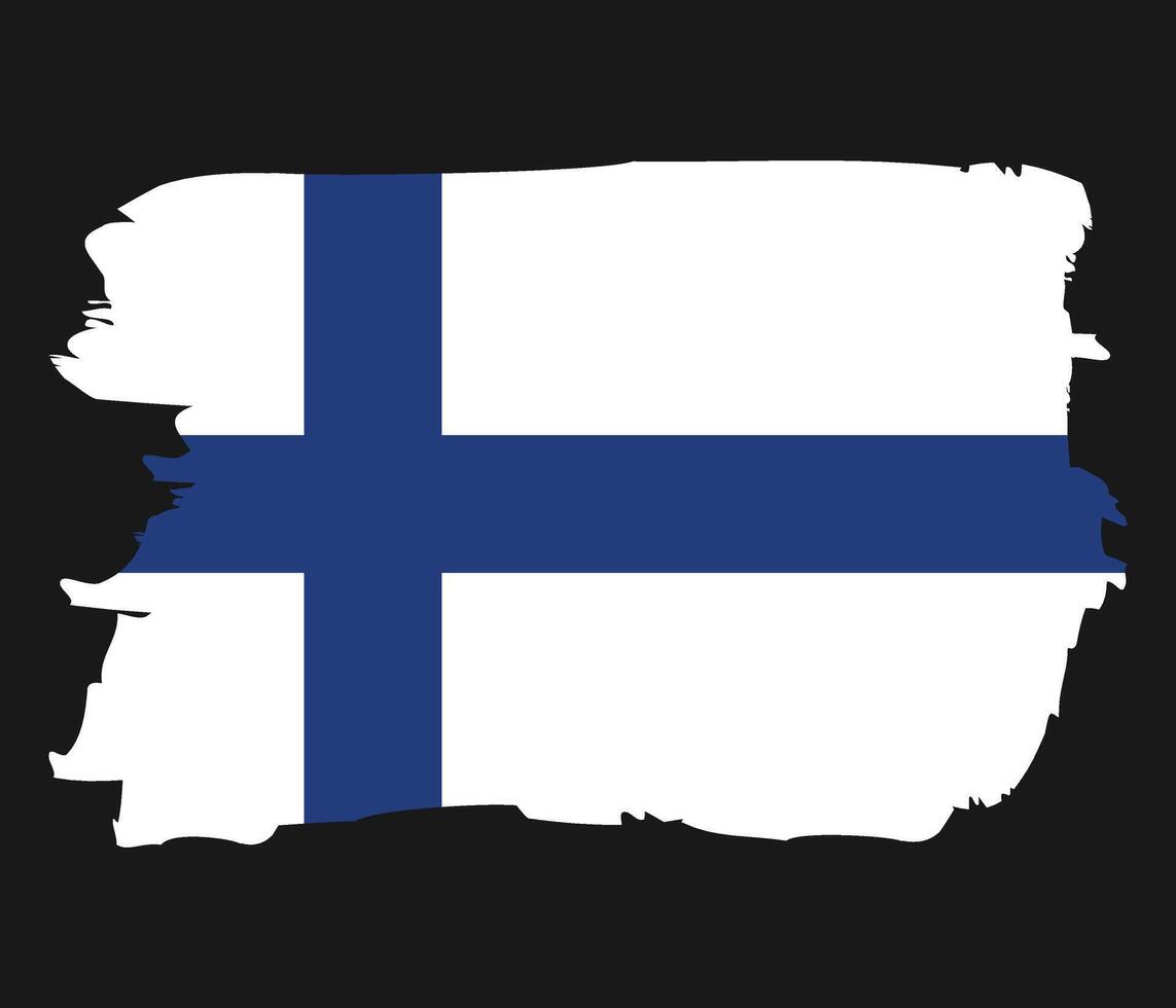 Finland flag with paint brush stroke grunge texture design. Grunge brush stroke design. vector