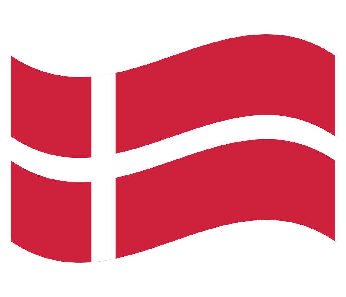 Waving flag of Denmark isolated on white. vector