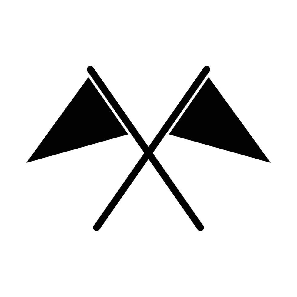 Crossed flags silhouette icon isolated on white. vector