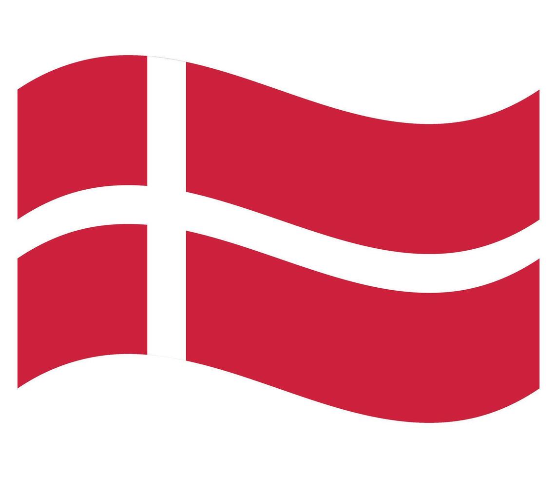 Waving flag of Denmark isolated on white. vector