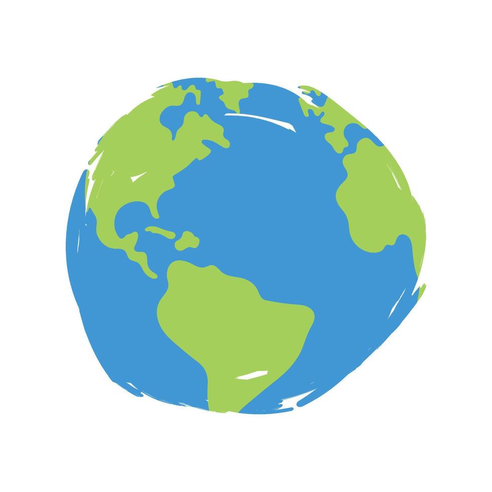 Planet earth in brush stroke effect on white background vector