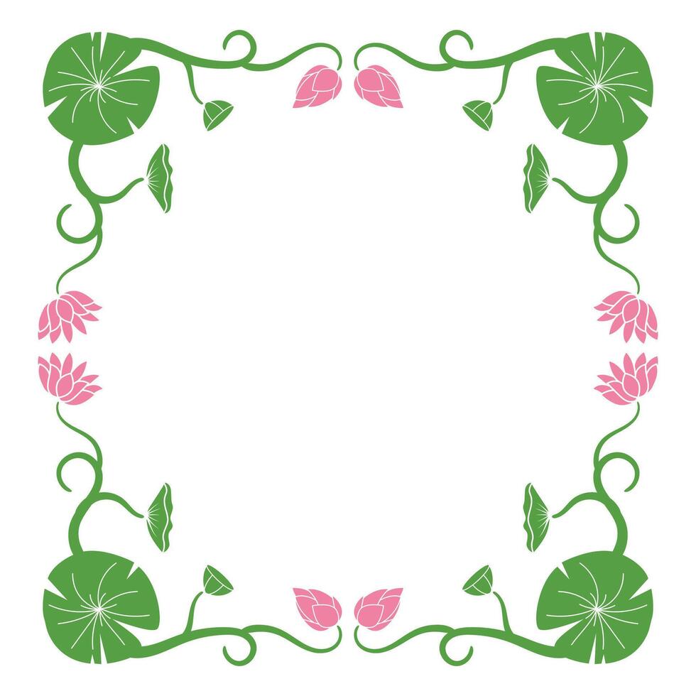 beautiful lotus flower plant border vector