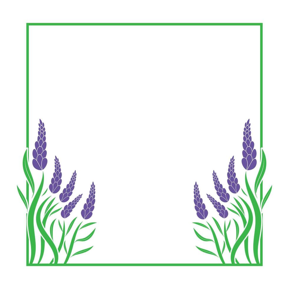 modern lavender plant border frame design template vector