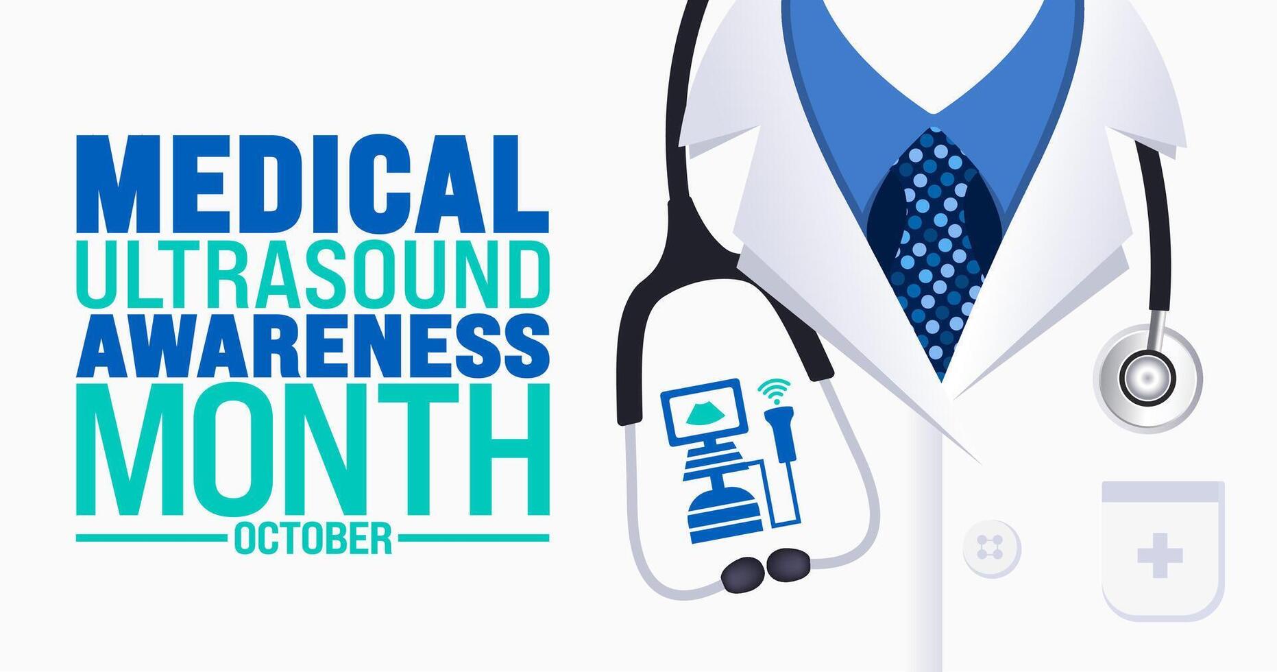 Medical Ultrasound Awareness Month background or banner design template is observed every year in October. Holiday concept. Template for card, poster, placard, template. eps 10 vector