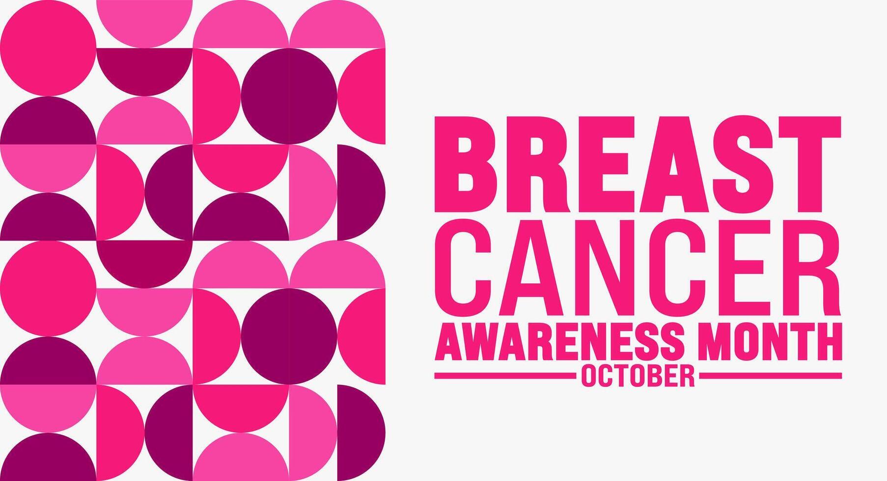 Breast Cancer Awareness Month geometric shape pattern background or banner design template is observed every year in October. Holiday concept. Template for card, poster, placard, template. eps 10 vector