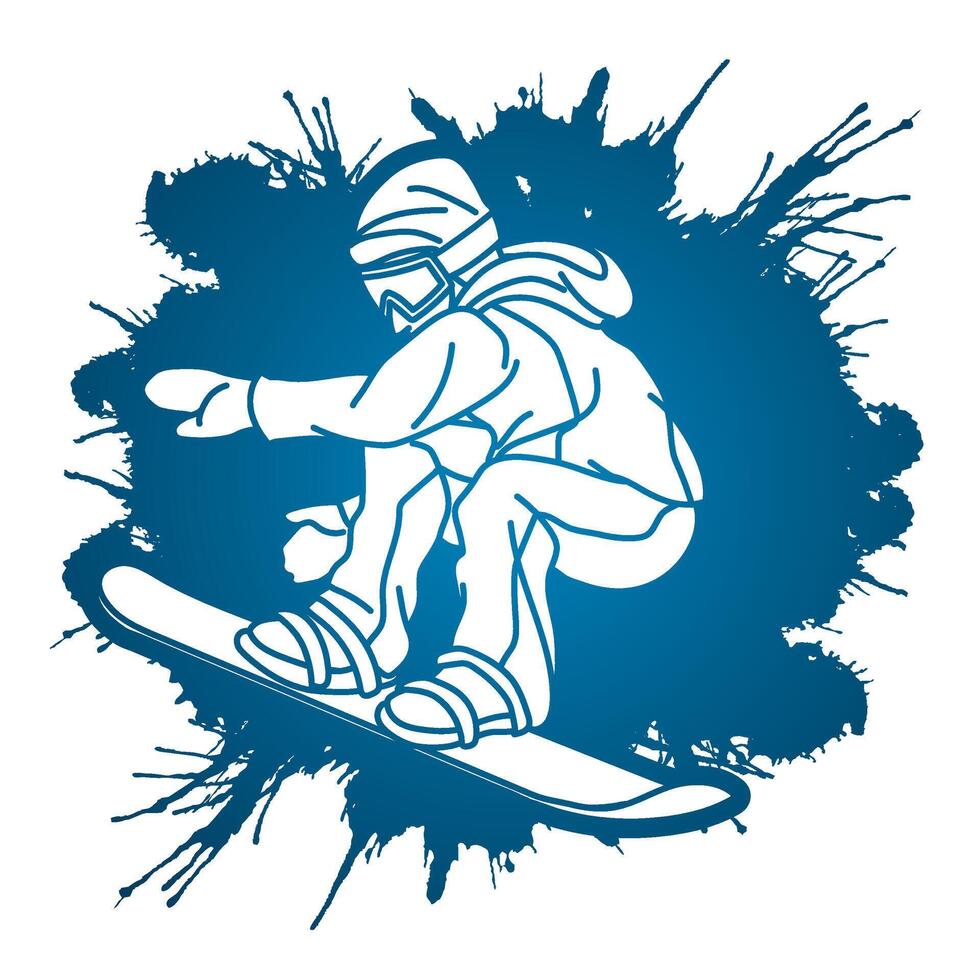 Snowboarder Action Snowboard Player Extreme Sport Action on Splatter Background vector