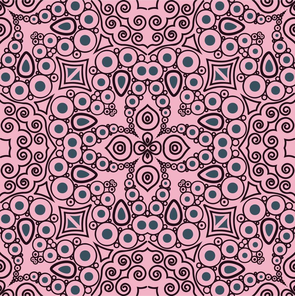 A pink and black paisley pattern vector