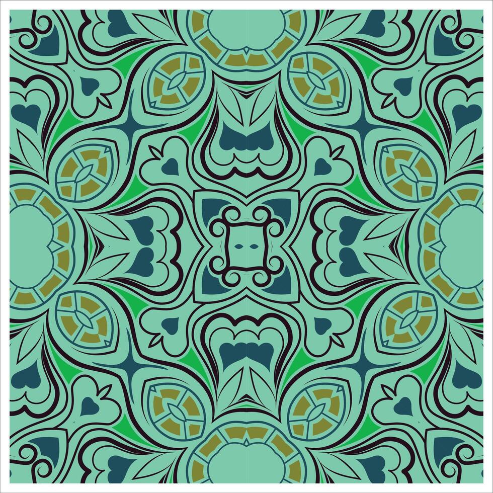 A green and blue floral pattern vector