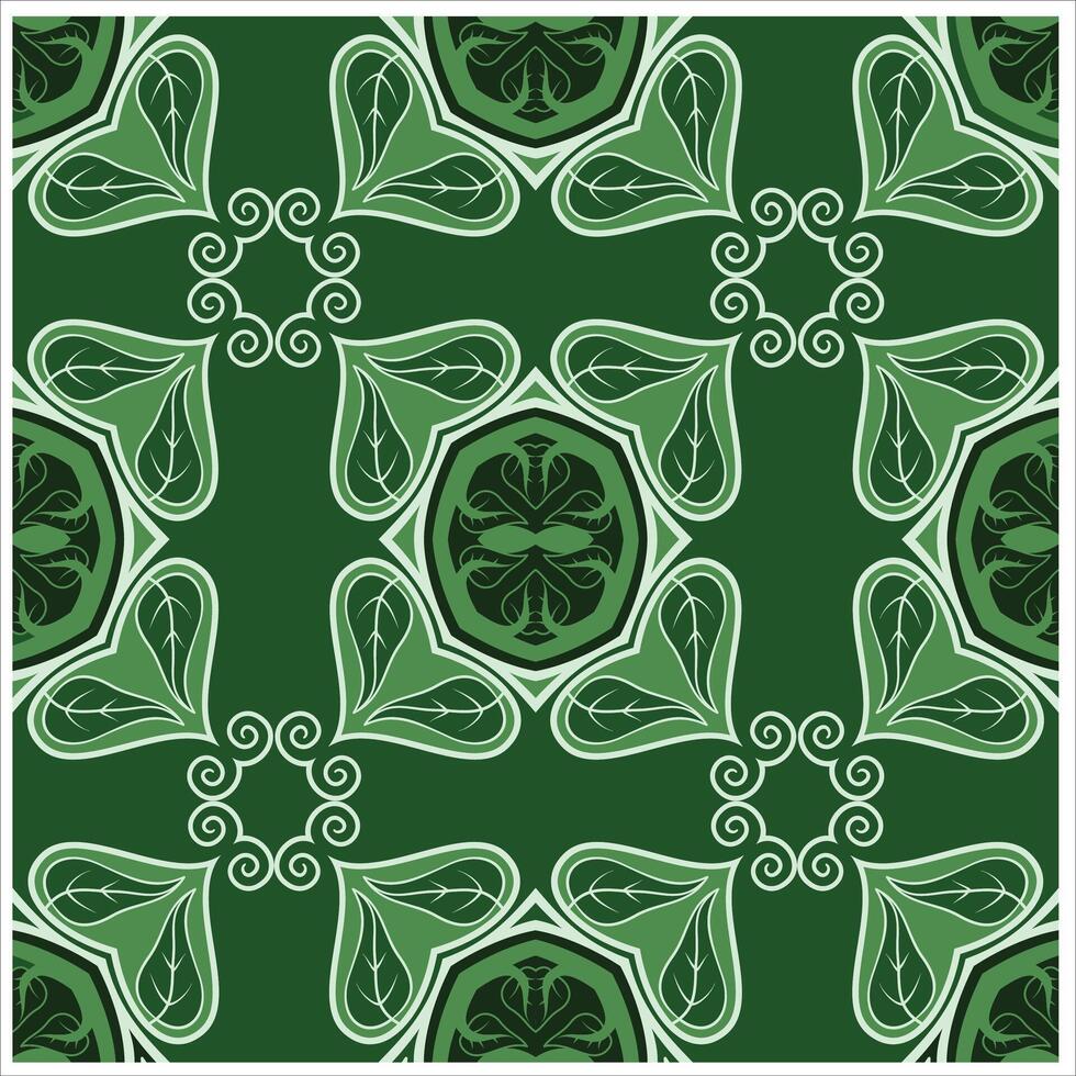 A green and white pattern with leaves vector