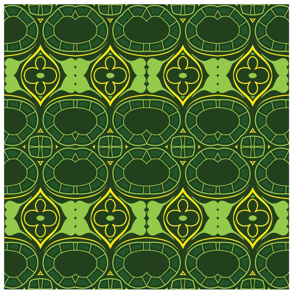 A green and yellow pattern with a circular design vector