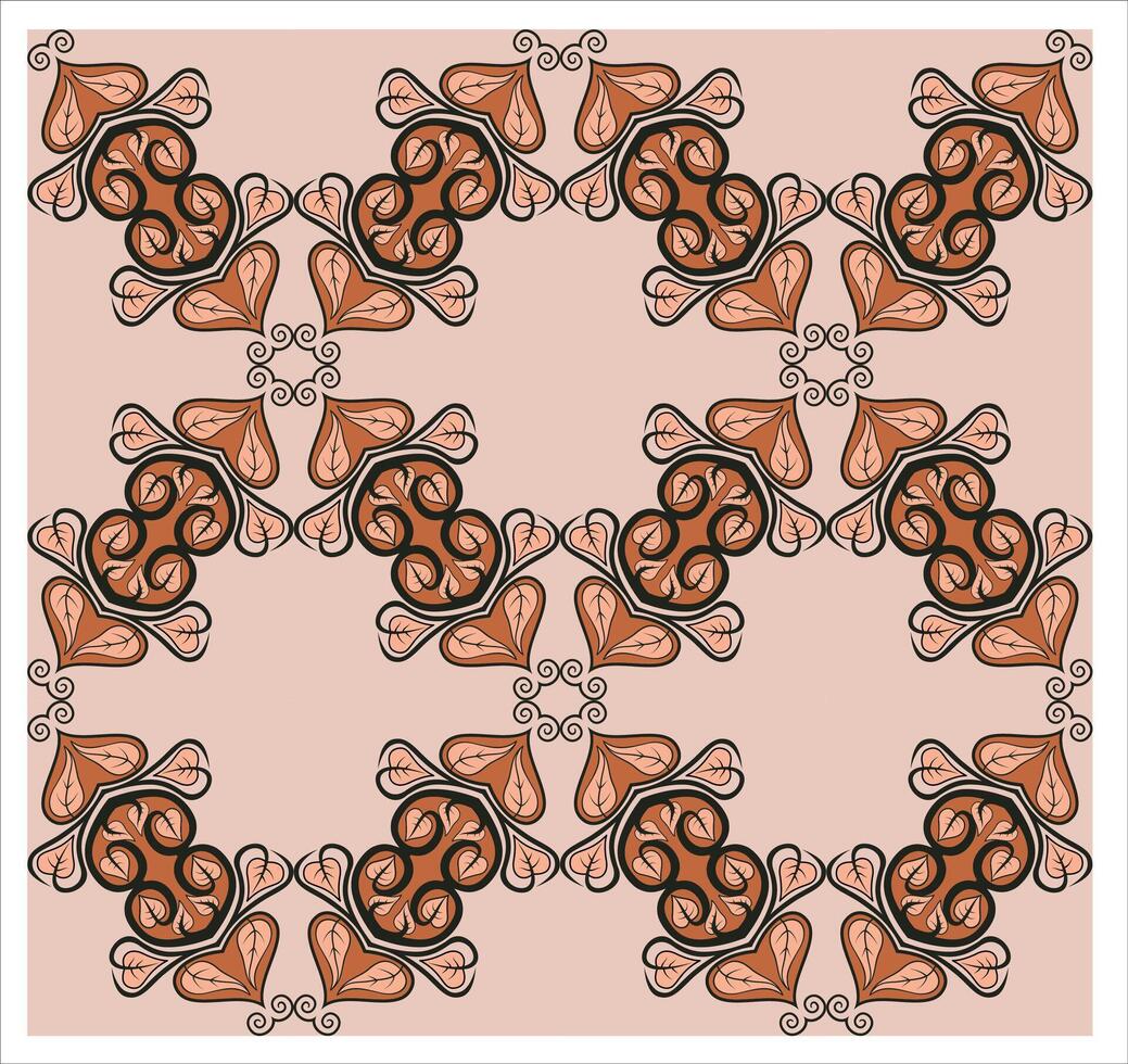 A pattern with brown and orange flowers on a pink background vector