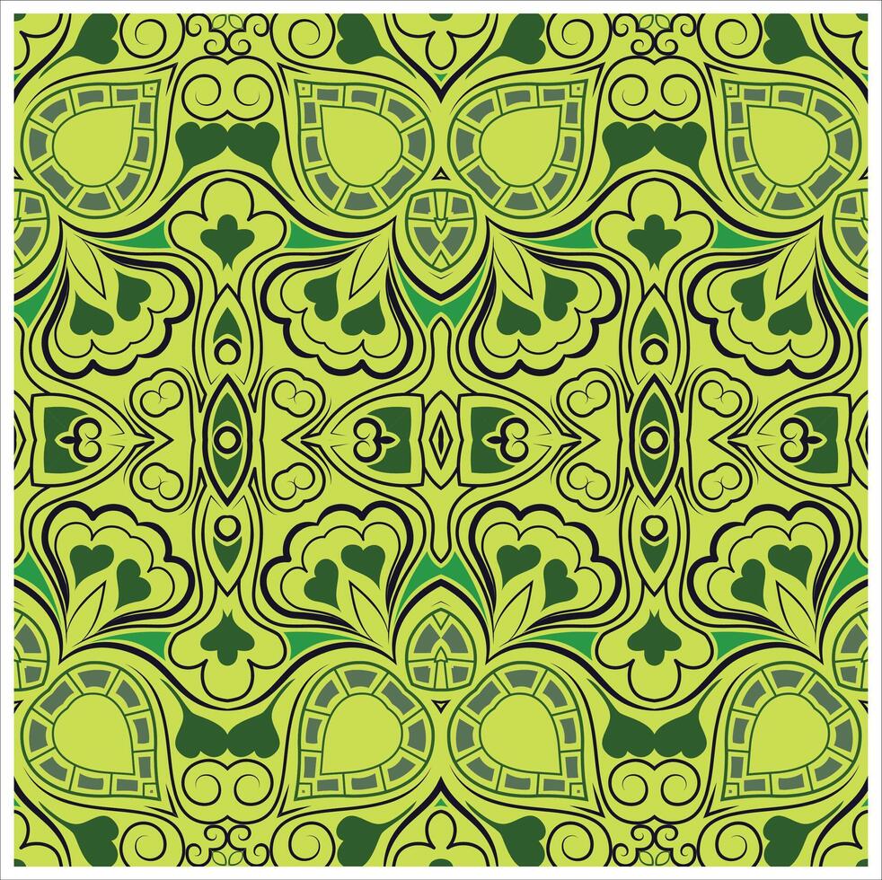 A green and yellow paisley pattern vector
