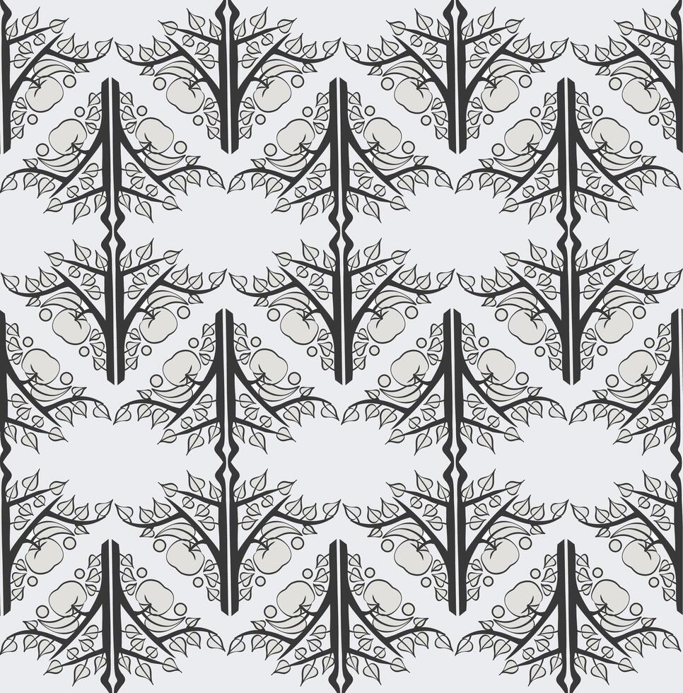 A black and white pattern with leaves vector