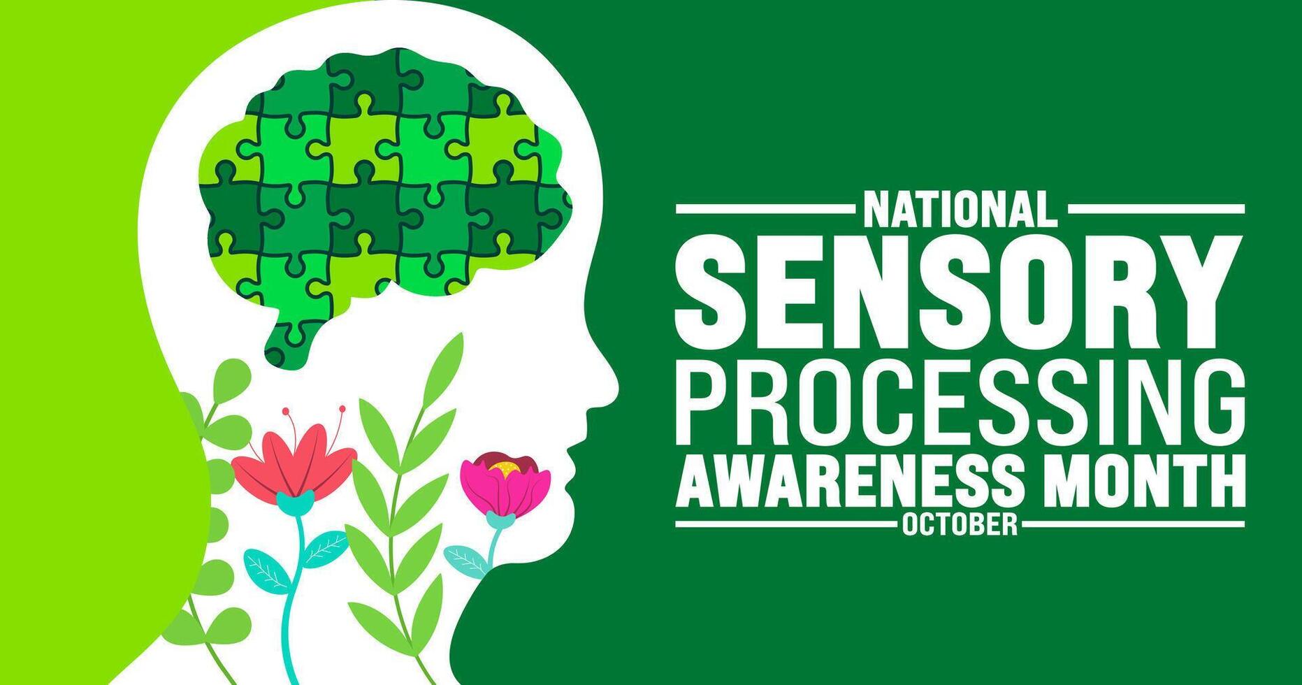 National sensory processing awareness month background or banner design template is observed every year in October. Holiday concept. Template for card, poster, placard, template. eps 10 vector