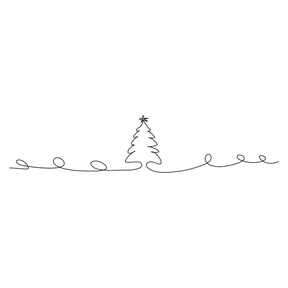 Holiday Cheer Continuous Line Christmas Tree vector