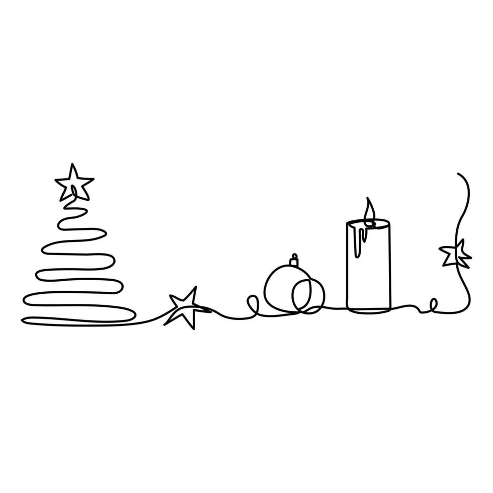 Simple Christmas Tree Outline Continuous Art vector