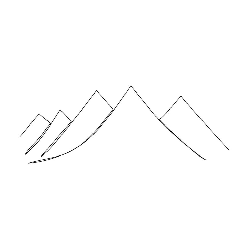 Single Line Hill and Mountain Drawing vector