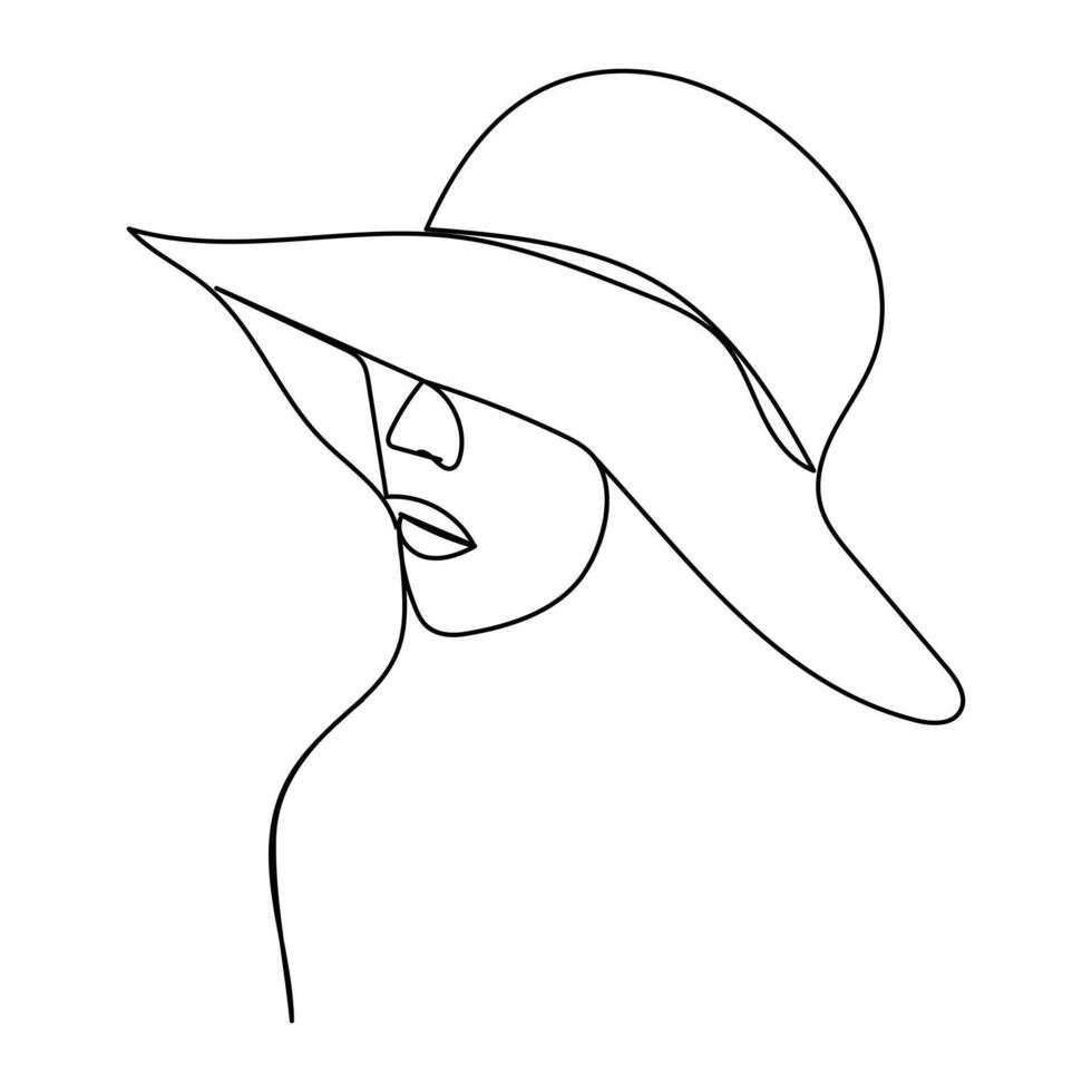 Modern Continuous Woman Portrait vector