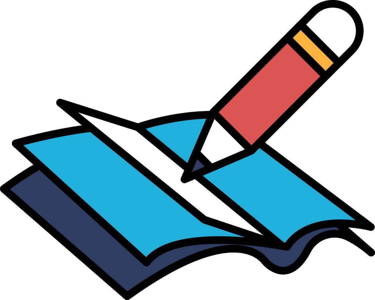 A pencil is drawing on a book vector