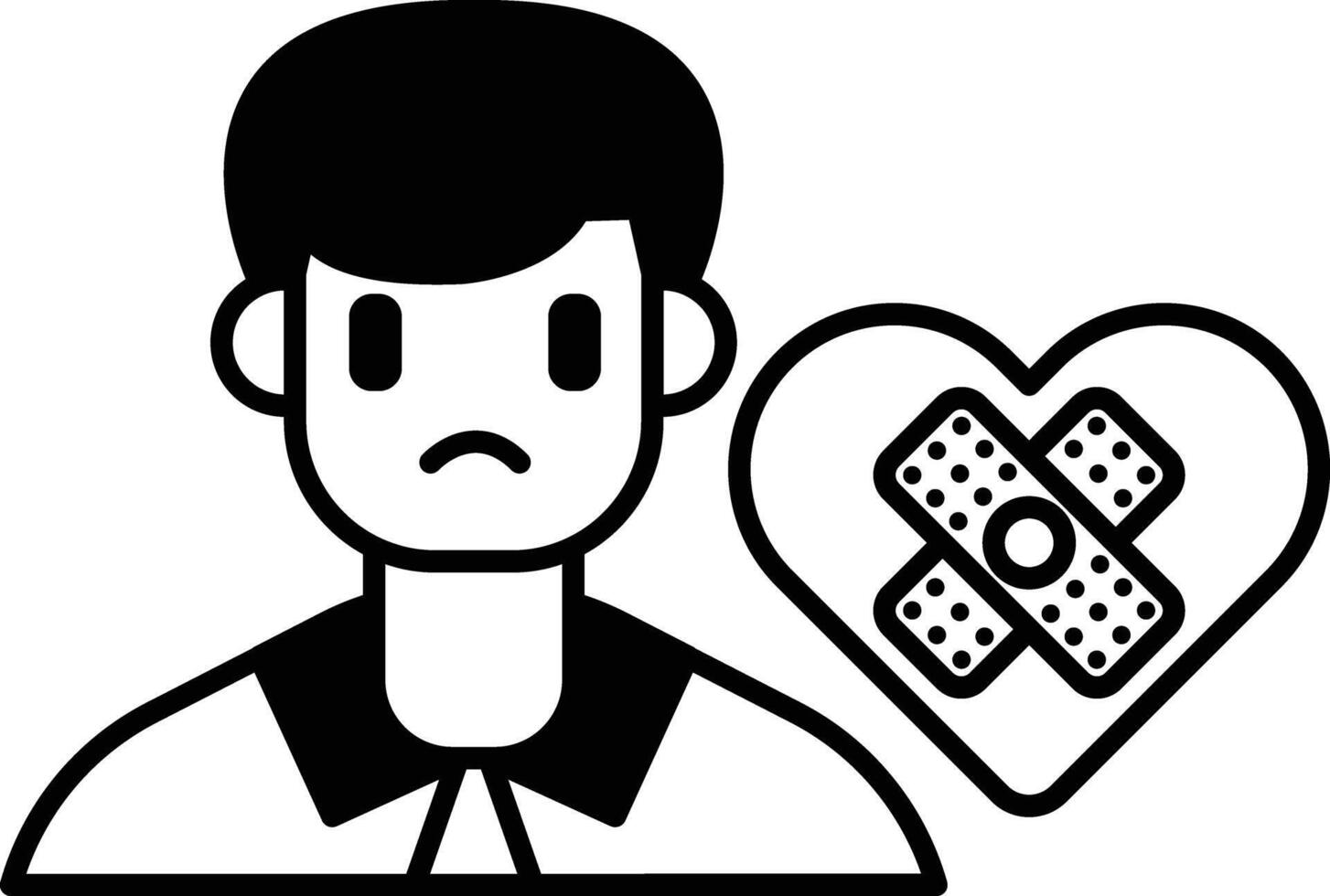 A man is wearing a tie and has a bandaged heart vector
