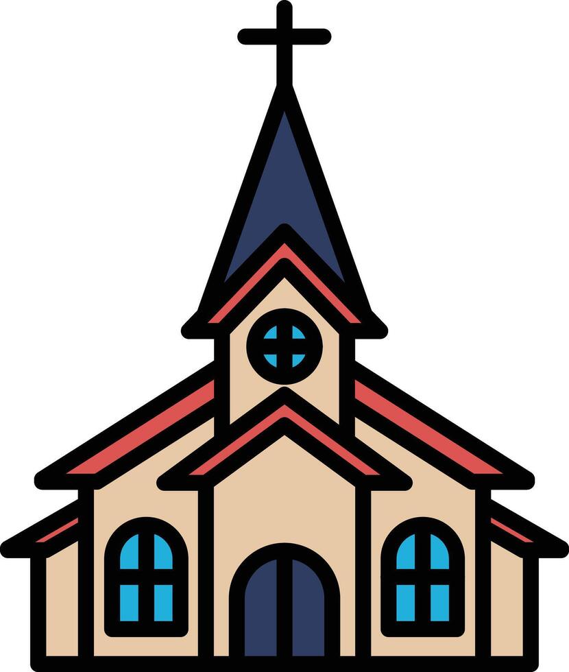 A church with a steeple and a cross on top vector