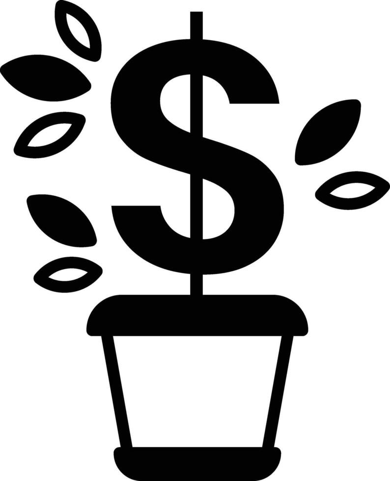 A dollar sign is planted in a pot vector