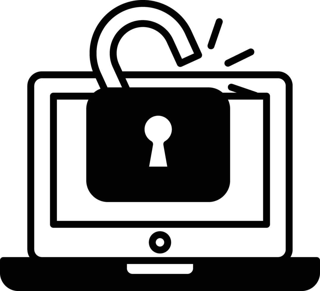 A laptop with a lock on it vector